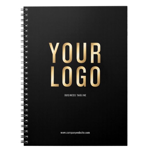Custom Black Company Logo Promotion Notitieboek (Voorkant)
