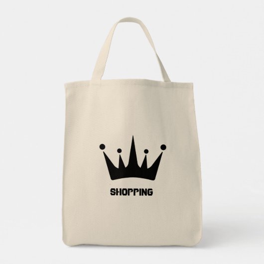 Custom Black Crown Shopping Tekst Kruidenier Canva Tote Bag (Achterkant)