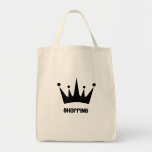 Custom Black Crown Shopping Tekst Kruidenier Canva Tote Bag