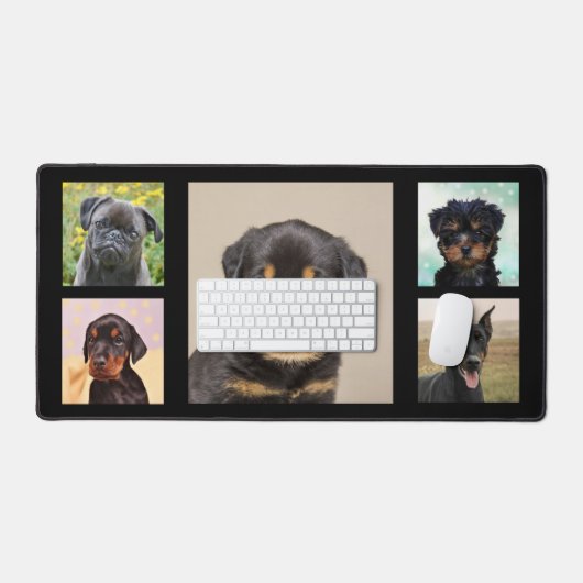 Custom Black Dog Foto's op Black Desk Mat (Keyboard & Muis)