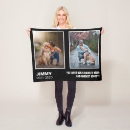 Custom Black Dog Memorial 2 fotocollage Fleece Deken