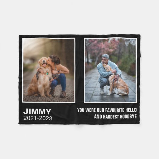 Custom Black Dog Memorial 2 fotocollage Fleece Deken (Voorkant (Horizontaal))