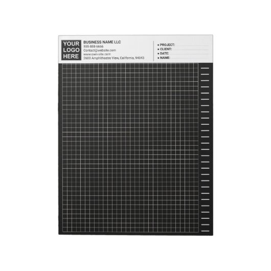 Custom Black Engineering Graph Paper Pad with Logo Notitieblok (Linkerzijde)