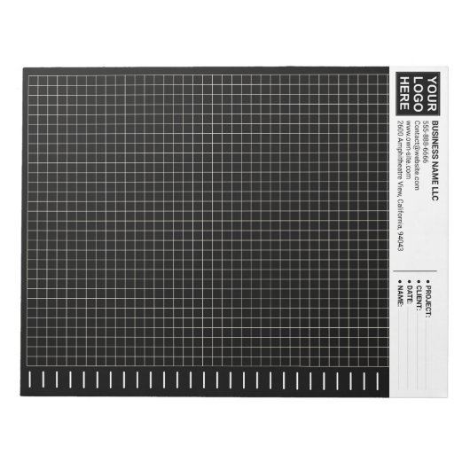 Custom Black Engineering Graph Paper Pad with Logo Notitieblok (Voorkant)