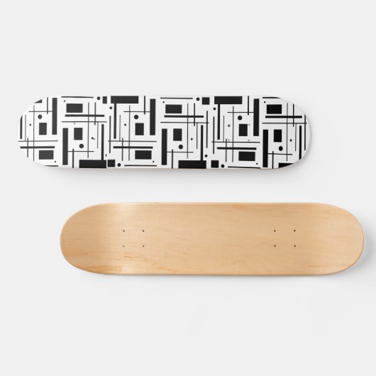 Custom Black Geometric Shapes Skateboard (Horizontaal)