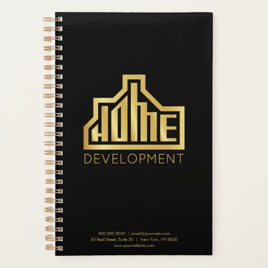 Custom Black & Gold Company Logo Business Planner (Voorkant)