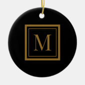 Custom Black & Gold Framed Monogram Keramisch Ornament (Voorkant)