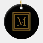 Custom Black & Gold Framed Monogram Keramisch Ornament (Achterkant)