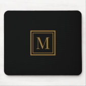 Custom Black & Gold Framed Monogram Muismat (Voorkant)
