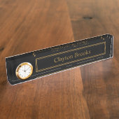 Custom Black & Gold Framed Monogram Naambordje (Zijkant)