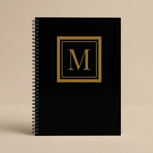Custom Black & Gold Framed Monogram Notitieboek