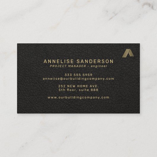 Custom black gold logo building construction visitekaartje (Achterkant)