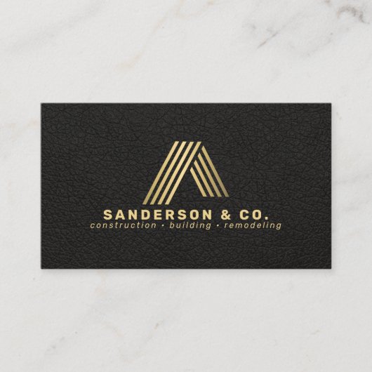 Custom black gold logo building construction visitekaartje (Voorkant)