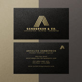 Custom black gold logo building construction visitekaartje