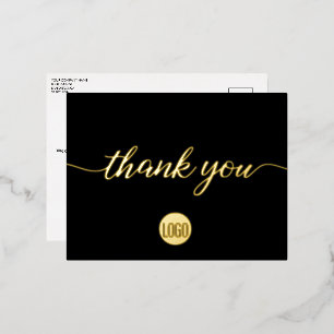 Custom Black Gold logo Business Bedankt Folie Feestdagen Briefkaart