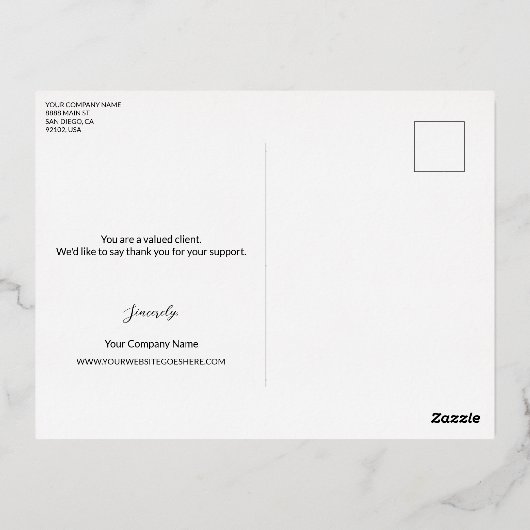 Custom Black Gold logo Business Bedankt Folie Feestdagen Briefkaart (Achterkant)