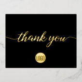 Custom Black Gold logo Business Bedankt Folie Feestdagen Briefkaart (Voorkant)