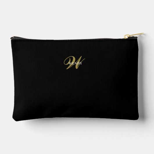 Custom Black Gold Monogram Minimalist Makeup  Etui (Achterkant)