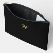 Custom Black Gold Monogram Minimalist Makeup  Etui (Open)