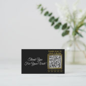 Custom Black Gold QR Company Logo Google Review Visitekaartje (Staand voorkant)