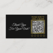 Custom Black Gold QR Company Logo Google Review Visitekaartje (Voorkant)