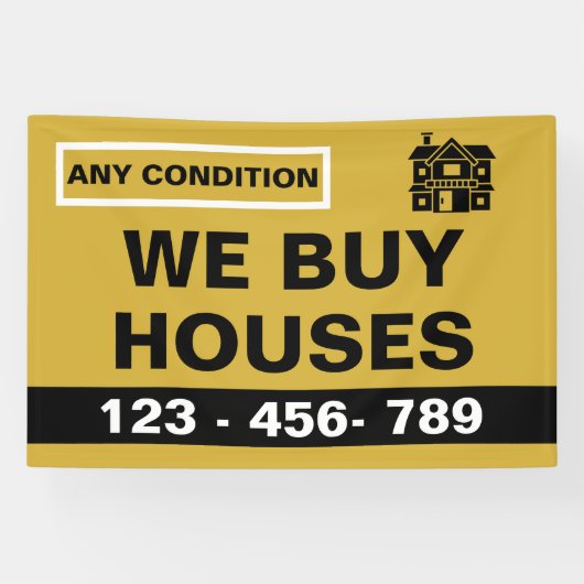 Custom Black Gold We Buy Houses Real Estate Invest Spandoek (Horizontaal)