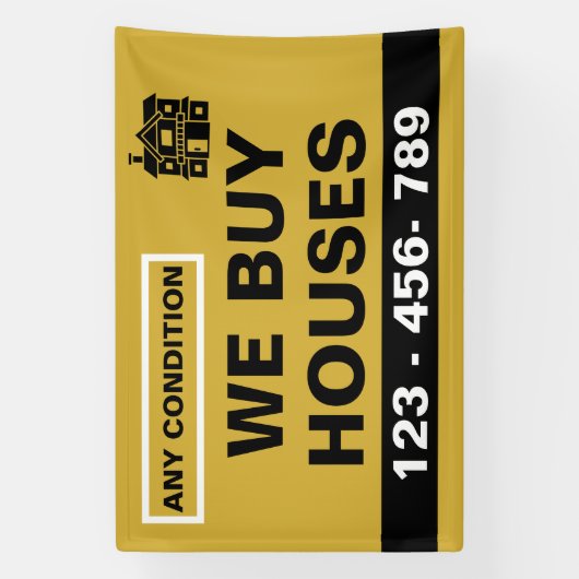 Custom Black Gold We Buy Houses Real Estate Invest Spandoek (Verticaal)