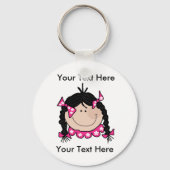 Custom Black Hair Girl Sleutelhanger (Voorkant)