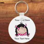 Custom Black Hair Girl Sleutelhanger (Voorkant)