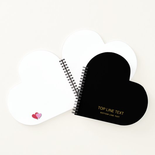Custom Black Heart Shaped Notebook with Text Notitieboek (Binnen)