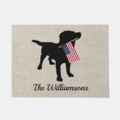 Custom Black Lab Hond USA Vlag Welkom deurmat (Voorkant)