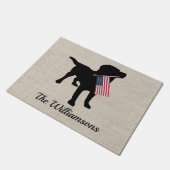 Custom Black Lab Hond USA Vlag Welkom deurmat (Schuin)