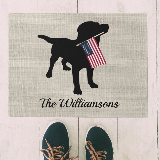 Custom Black Lab Hond USA Vlag Welkom deurmat (Creator heeft geüpload)