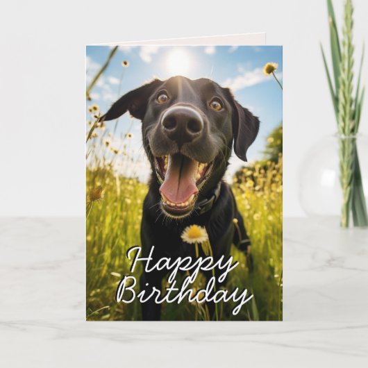 Custom Black Labrador Happy Birthday Kaart (Voorkant)