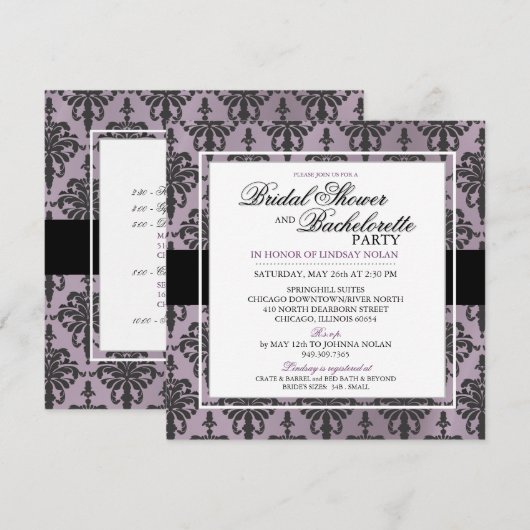CUSTOM Black Lace Bachelorette/Vrijgezellenfeest V Kaart (Voorkant / Achterkant)