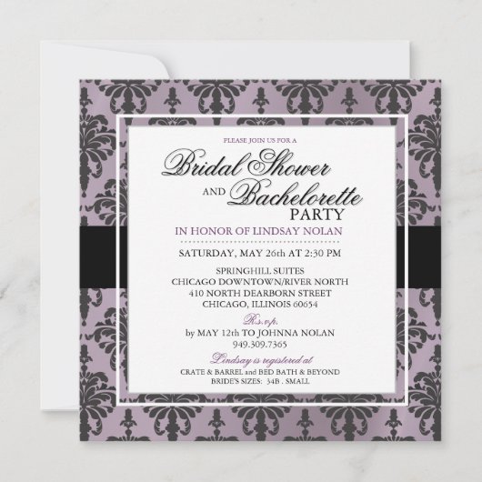 CUSTOM Black Lace Bachelorette/Vrijgezellenfeest V Kaart (Voorkant)