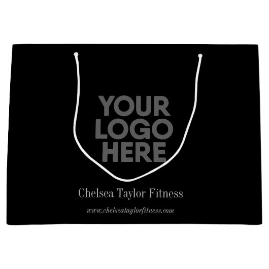 Custom Black Logo Corporate Company Business Groot Cadeauzakje (Voorkant)