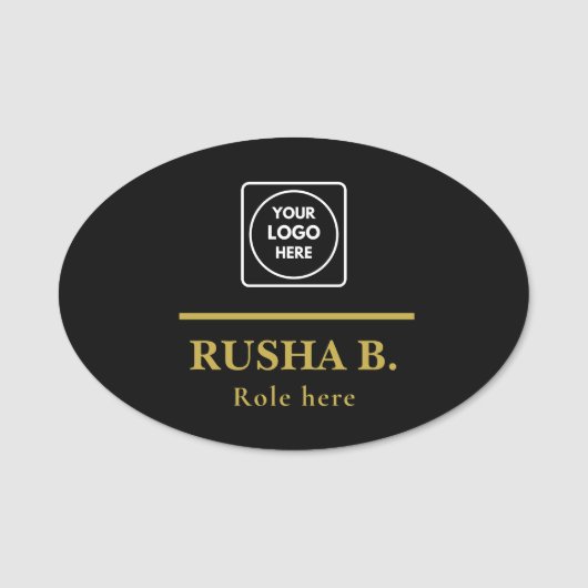 Custom Black Logo Employee Badge nametags (Voorkant)