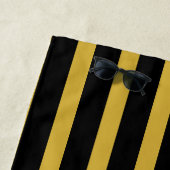 Custom Black M Gold Striped Beach Towel with Name Strandlaken (In situ)