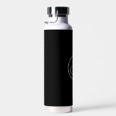 Custom Black Masculine Modern Monogram Minimalist Waterfles (Rechts)