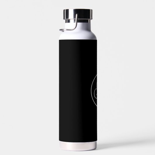 Custom Black Masculine Modern Monogram Minimalist Waterfles (Rechts)