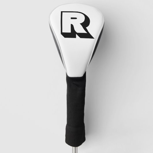 Custom Black Monogram Modern Block Typografie Golfheadcover (Voorkant)