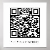 Custom Black QR Code | Minimalist Text Display Poster (Voorkant)