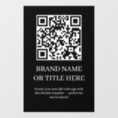 Custom Black QR Code | Modern Minimalist Business Raamsticker (Vel)