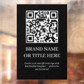 Custom Black QR Code | Modern Minimalist Business Raamsticker (Vel 2)