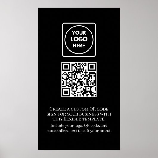 Custom Black QR Code | Professional Business  Poster (Voorkant)