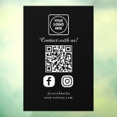 Custom Black QR Code | Social Media Display Raamsticker (Vel 3)
