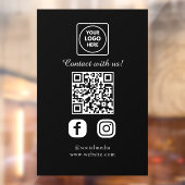 Custom Black QR Code | Social Media Display Raamsticker (Vel 2)