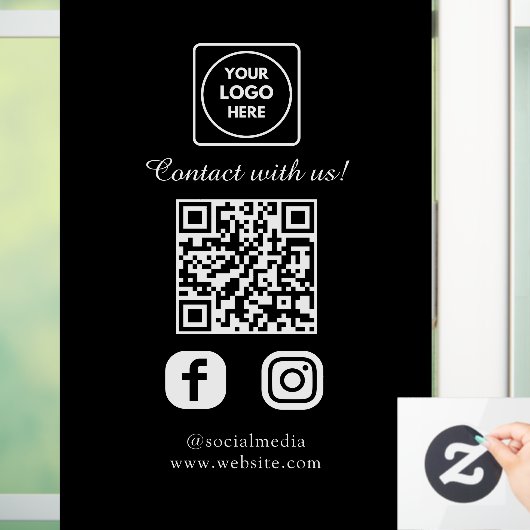 Custom Black QR Code | Social Media Display Raamsticker (Huis)