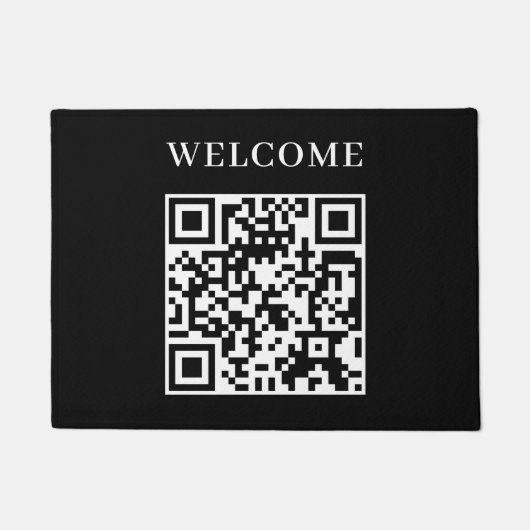 Custom Black QR | Minimalist Welcome Display Deurmat (Voorkant)